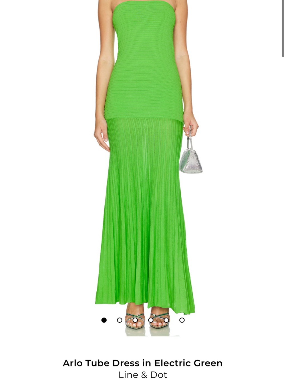 Line & Dot Arlo Strapless Maxi Skirt in Electric Green